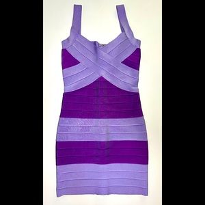 Purple Color Blocked Bandage Dress